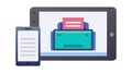 Print Document Function from Tablet Interface, vector design Generative AI Royalty Free Stock Photo