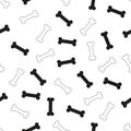 Dog Bone black color and silhouette of bone. Seamless pattern vector puppy Royalty Free Stock Photo