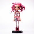 Charming Pop Kei Girl Figurine With Pink Hair