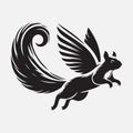 Print Elegant Flying Squirrel Silhouette Logo for Nature Enthusiasts Royalty Free Stock Photo