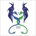 Fantasy dragons emblem illustration Royalty Free Stock Photo