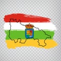 Flag of Rioja from brush strokes. Blank map of Rioja. Kingdom of Spain. High quality map and flag Rioja Royalty Free Stock Photo