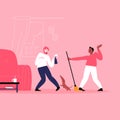 dancing while cleaning Royalty Free Stock Photo