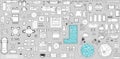 Set of furniture top view for apartments plan. The layout of the apartment design. Vector Royalty Free Stock Photo