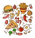 Print food pattern templates background illustration vector