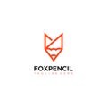 Fox pencil logo, fox with pencil icon logo design