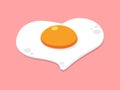 Fried egg heart shape, Icon flat design on pink background, Love concept idea, Vector illustration. Royalty Free Stock Photo