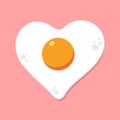 Fried egg heart shape, Icon flat design on pink background, Love concept idea, Vector illustration, top view. Royalty Free Stock Photo