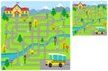 Funny maze. Help the school bus find the right path to school. Royalty Free Stock Photo