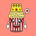 funny popcorn king mascot