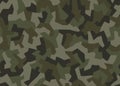 Geometric urban camo seamless pattern. Abstract military or hunting camouflage background. Khaki green color texture. Vector Royalty Free Stock Photo