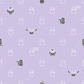 The print with ghosts, owls and cats is seamless. Royalty Free Stock Photo