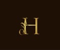 Gold H Luxury Logo Icon, Classic H Letter Design