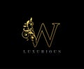 Golden Letter W Logo Icon . Initial Letter W Design Vector Luxury Gold Color.