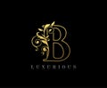 Golden Letter B Logo Icon . Initial Letter B Design Vector Luxury Gold Color.