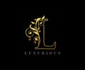 Golden Letter L Logo Icon . Initial Letter L Design Vector Luxury Gold Color.
