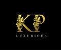 Golden Letter KP Logo Icon . Initial Letter K and P Design