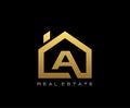 Golden A House Logo Icon Design Royalty Free Stock Photo