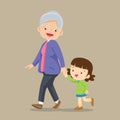 Granddaughter walking with his grandmother