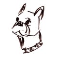 Print with graphic French bulldog portrait