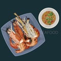 Print grilled shrimp eps 10 format