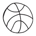 Hand drawn basketball doodle. Sketch childrens toy icon