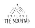 Hand drawn Mountain Logo set. Ski Resort vector icon, doodle element. Great Outdoor symbol, travel label Royalty Free Stock Photo