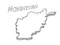 Hand Drawn of Afghanistan 3D Map on White Background Royalty Free Stock Photo