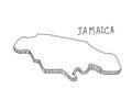 Hand Drawn of Jamaica 3D Map on White Background Royalty Free Stock Photo