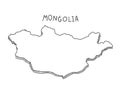 Hand Drawn of Mongolia 3D Map on White Background