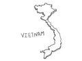 Hand Drawn of Vietnam 3D Map on White Background Royalty Free Stock Photo