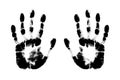 Print of hand of human, cute skin texture pattern,vector grunge illustration. Scanning the fingers, left and right palm on white b Royalty Free Stock Photo