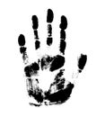 Print of hand of human, cute skin texture pattern,vector grunge illustration. Scanning the fingers, palm on white background. Royalty Free Stock Photo