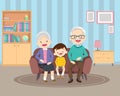 Happy family whith grandchildrens and grandparents sitting Royalty Free Stock Photo