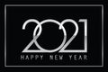 Happy New Year 2021 - Number 2021 Metallic Chrome Style on silver background greeting card.