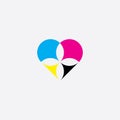 print heart cmyk vector logo icon symbol element