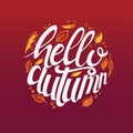 Hello autumn custom typography sign