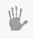 Print of human hand. Scanning the palm and fingers