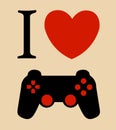 Print I love gaming vector illustration background