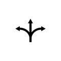 Icon with branching arrow on white background.