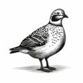 Quirky Pointillist Bird Engraving On White Background Royalty Free Stock Photo