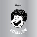 Print this illustration to express Hyper. It can be used as emoticons and emojis