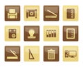 Print industry Icons over brown background Royalty Free Stock Photo