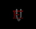 Initial letter E and V, EV, VE, overlapping interlock logo