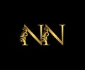 Initial letter NN Gold Logo Icon, classy gold letter monogram logo