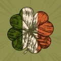 Shamrock in colours of flag of Ireland Royalty Free Stock Photo