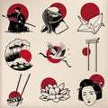 Japanese tradition style vectors illustration