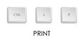 Print key combination. Keyboard shortcut for quickly executing command in operating system. Isolated vector on Royalty Free Stock Photo