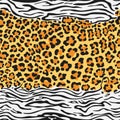 Print leopard and zebra pattern texture repeating seamless orange black. Vector Royalty Free Stock Photo