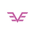 Letter ve wings simple wings logo vector